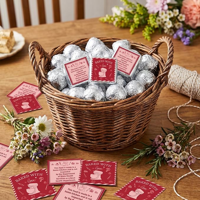 1000 Pcs Cottage Food Law Labels Stickers Cottage Bakery Decals | Baked with Love, Homemade Kitchen Inspection Statement Decals, Bakery Labels Stickes, DIY Crafts Homemade Bakery Baked Food