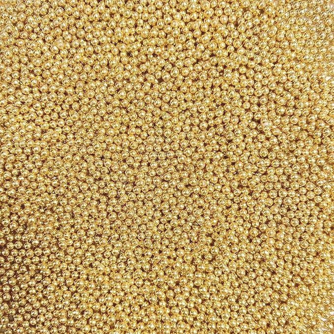 PhilaeEC Gold Nonpareils Sprinkle 2mm Mini Peals Sprinkle Edible for Cake Decoration Cupcake Topper Cookie Baking Decorations Halloween Christmas Valentine Supplies