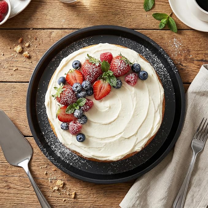 10 Inch Cookie Cake Pan, Round Cake Pan Round Cookie Sheet Nonstick Giant Shollow Baking Pans Cakes Tray Pans for Home Kitchen Baking