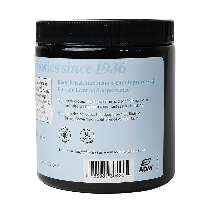 Rodelle Gourmet Dutch-Processed Cocoa Powder, Unsweetened, Gluten Free, 8 Oz.