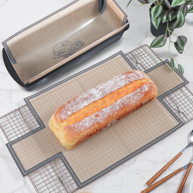 Webake Large Silicone Loaf Pan Liner for 13" x 5" Long Baking Bread, Reusable, Nonstick European-Grade Silicone, Set of 2
