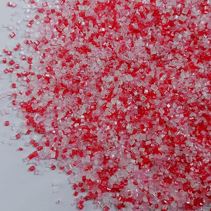 HeDeon&Rles Edible Red Pink White Sanding Sugar Crystals for Baking 120g/4.23oz Sparkling Sugar Crystals Cake Cupcake Pancake Ice Cream Top Valentines Wedding Christmas Cake Decoration