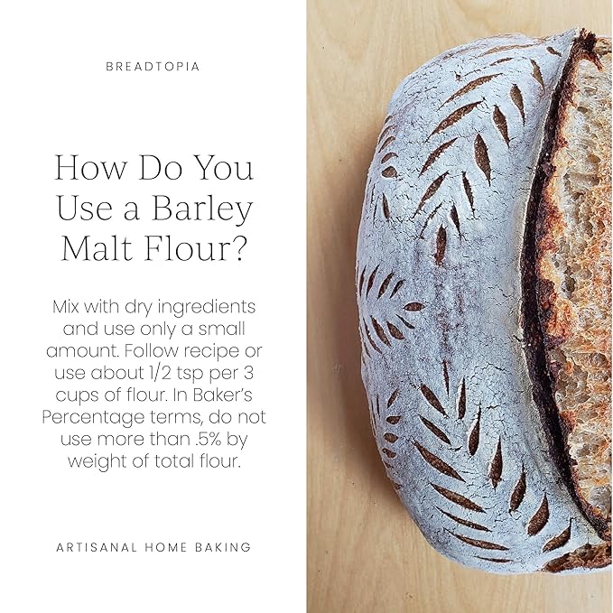 Breadtopia Organic Diastatic Malt Powder 8 oz. | Non-GMO Malted Barley Flour | No Additives, No Sugar, & No Fillers | Milled from Whole Malted Barley Kernel |