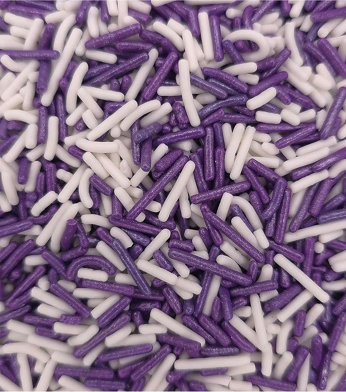 NCS Pearlized Purple & White Jimmies Edible Sprinkles – Cupcake, Cake & Cookie Decorations, 7 oz