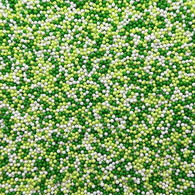 CandiJumpin 2mm Edible Green and White Pearls, Green White Nonpareils Sprinkles St. Patricks Day Decorations Small Pearl Sprinkles for Cake Decorating Mini Sugar Pearls for Baking Baby Shower Party Wedding Christmas Supplies 3 OZ