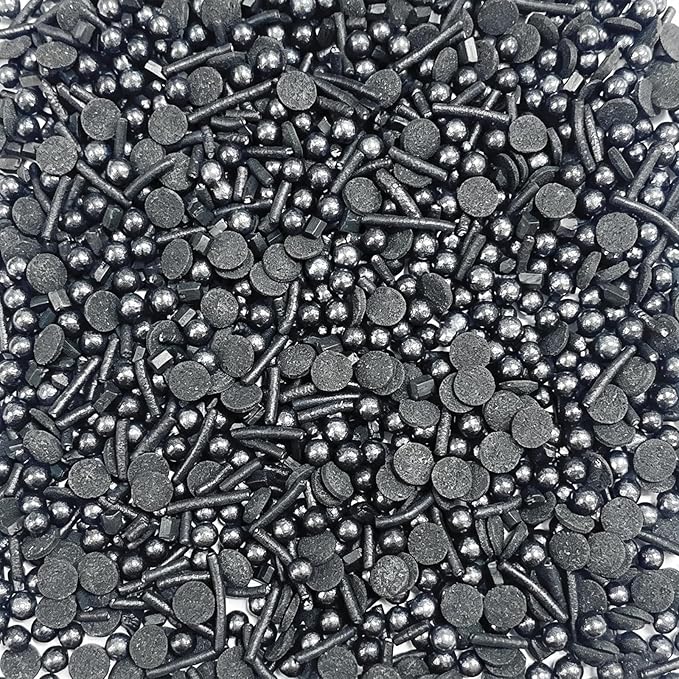 Sentovac Black Sprinkles Edible Black Round Confetti Jimmies Pearls for Cake Decorating Candy Cupcake Cookie Baking Donuts Ice Cream Dessert Halloween Christmas Decorations