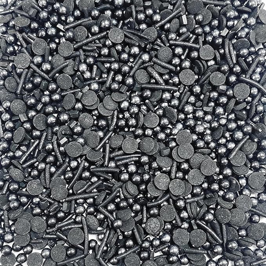 Sentovac Black Sprinkles Edible Black Round Confetti Jimmies Pearls for Cake Decorating Candy Cupcake Cookie Baking Donuts Ice Cream Dessert Halloween Christmas Decorations