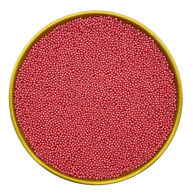 Dynastang 2mm Red Pearls Sprinkles Edible Pearls Cake Decorating Stars Cake Decorations Cupcake Toppers Cookie Decorating Perfect for Cakes, Cupcakes, Desserts Toppings 3OZ