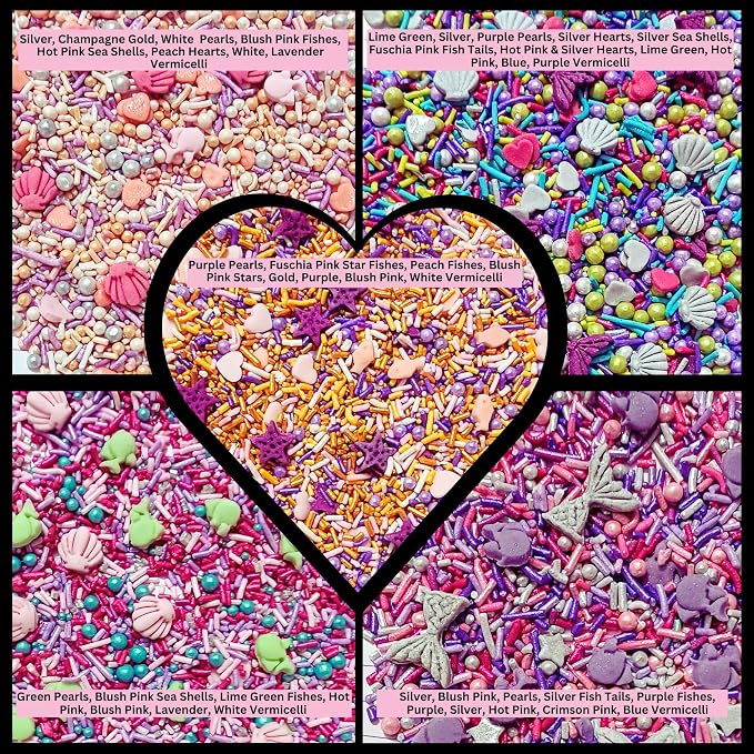 Confect Decorative Sprinkle Mix Set – Under the Sea Theme Edible Sprinkles – Sea Shell, Star Fish, Mermaid & Sea fishes Sprinkles - 5 Assorted Pastel Blends for Cake, Cupcake & Cookie Decorating -Vegan, Gluten-Free, Nut-Free, Soy-Free, Dairy-Free, Palm...