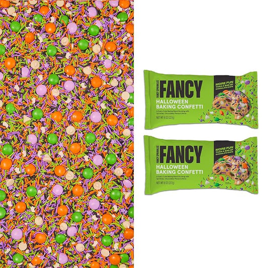 Fancy Sprinkles Monster Mash Baking Confetti | Candy-Coated Morsels & Ghost Shaped Confetti Pieces | Halloween Cookie Mix-In & Chocolate Chip Alternative | Trick or Treat Baking | 8 oz (2 Pack)