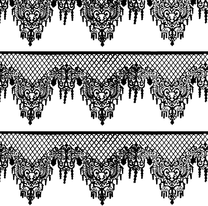 Pre-Made Edible Cake Lace Lattice Diamond Scallop 12-inch 10-piece Black | Large, Ready to Use