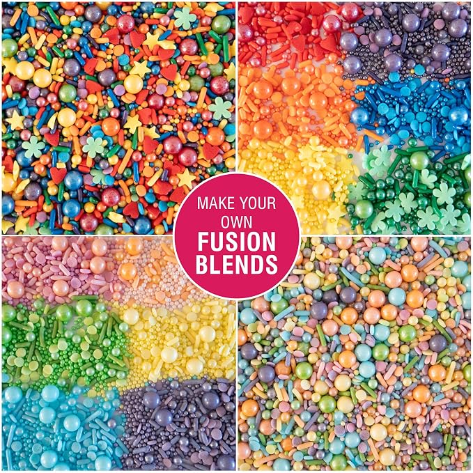 Cake Mate Rainbow Fusion Dessert Sprinkles, Assorted Colors and Shapes for, Holiday, Easter Sprinkle Tacklebox, 14oz