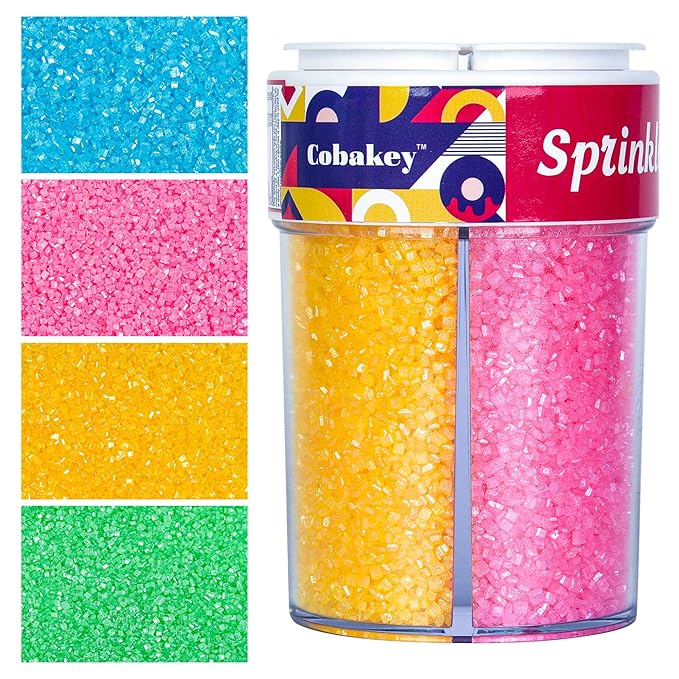Easter Sanding Sugar Edible Pink Blue Yellow Green Sugar Sprinkles for Cake Decorating Crystal Candy Sparkling Sanding Sugar for Cupcake Toppers Cookie Decorations Wedding Party Celebrations 6.5oz