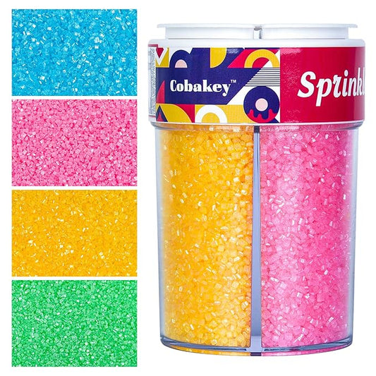 Easter Sanding Sugar Edible Pink Blue Yellow Green Sugar Sprinkles for Cake Decorating Crystal Candy Sparkling Sanding Sugar for Cupcake Toppers Cookie Decorations Wedding Party Celebrations 6.5oz