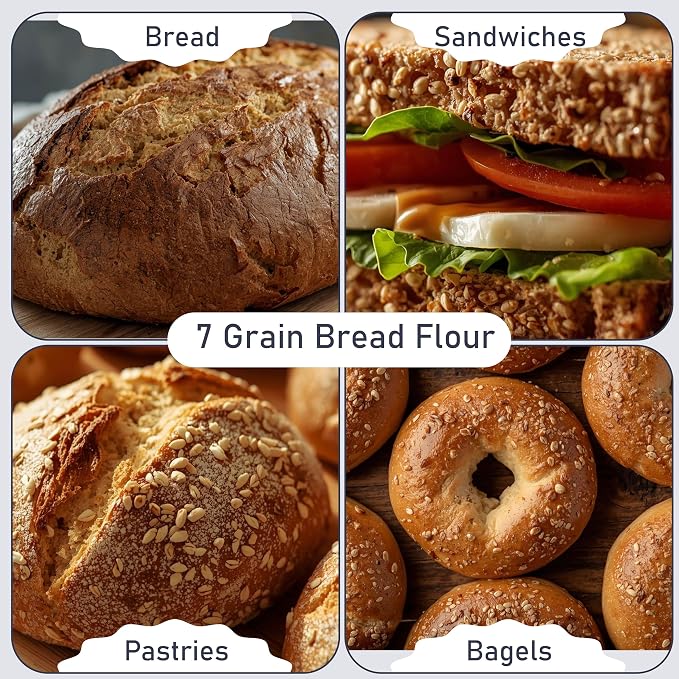 Great River Milling Organic 7 Grain Blend Bread Flour | Unbromated & Unbleached Flour | Non-GMO, Kosher | Stone Ground for Baking, Bread, Muffins & More | 25 Lb