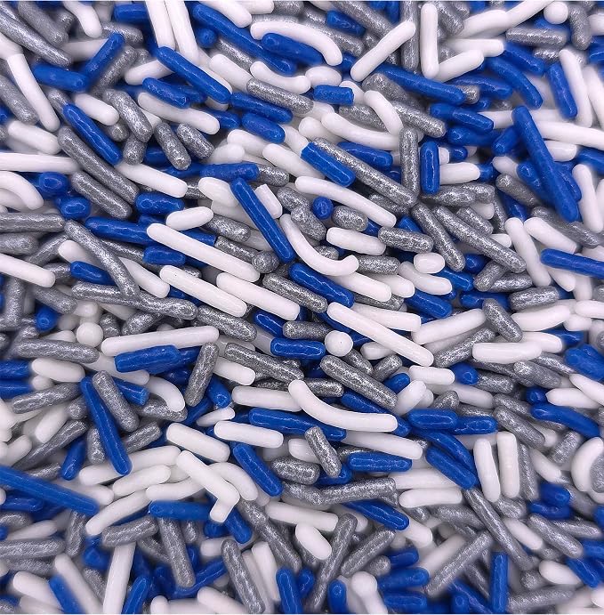 NCS Dallas Game Day Dark Blue, Silver & White Jimmies Edible Sprinkles – Cupcake, Cake & Cookie Decorations, 7 oz