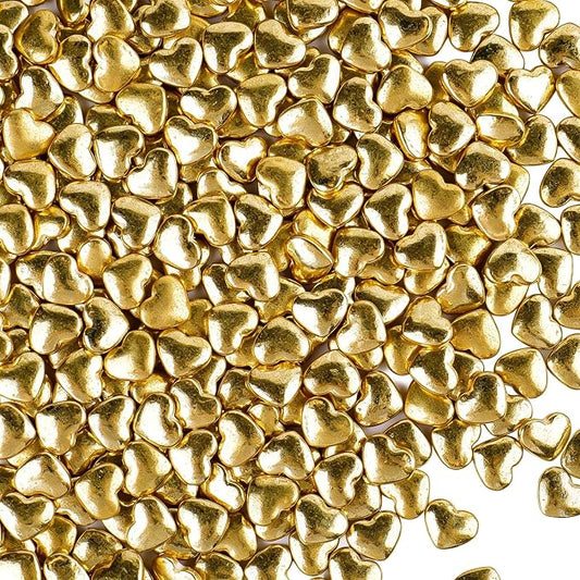 Gold Heart Sprinkles, Edible Candy Hearts for Cake Decorating, Cupcakes, Cookies & Desserts, 4.6oz Shiny Metallic Gold Sprinkles for Christmas, Valentines, Birthday, Wedding, Party, Holiday Baking