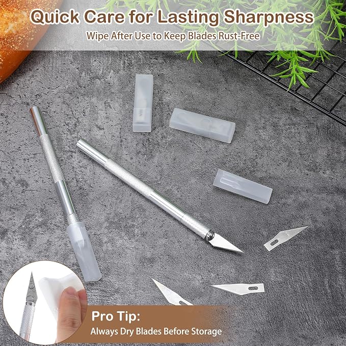 2PCS Bread Lame Dough Scoring Tools with 20 Blades, Professional Sourdough Scoring Tool with Safety Cover & Ergonomic Stainless Steel Handle, Bread Scorer Tool for Sourdough & Breads Baking