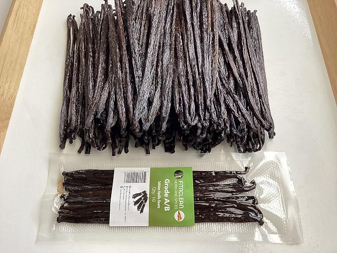 Vanilla Beans Grade A/B For Extract And Everything Vanilla 5"-7" by FITNCLEAN VANILLA| 10 Tahitian Vanilla Whole Natural Raw Fresh NON-GMO Pods.