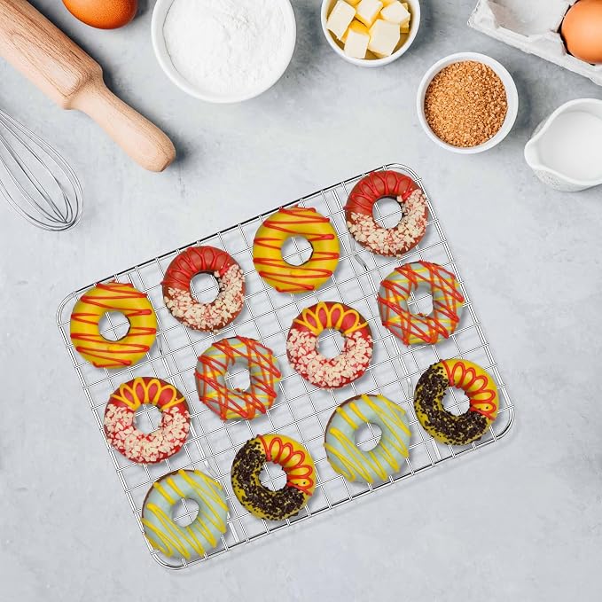 Homikit 2 Pack Cooling Rack Set, 8.7" x 6.3" Stainless Steel Baking Rack for Bacon Bread Pizza, Mini Metal Wire Oven Racks for Cooking Fit Small Toaster Oven Pan, Rust Free & Dishwasher Safe