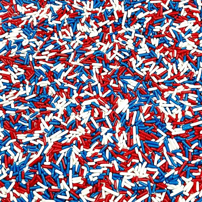 Homipooty Patriotic Sprinkles Edible Red White and Blue Jimmies Sprinkles for Cake Decorating Fourth of July Sprinkles 78g/2.75oz Cookie Cupcake Topper Ice Cream