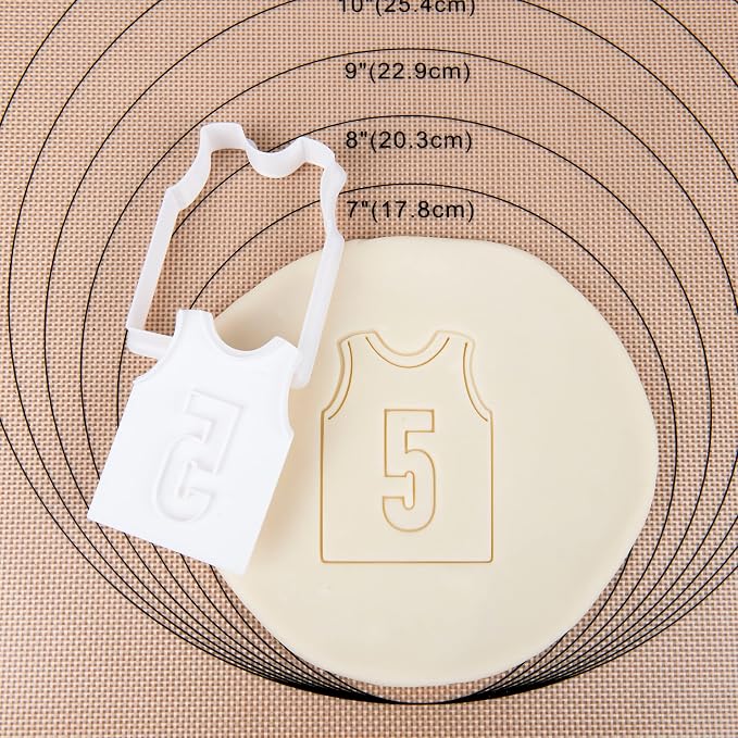 Mostop Basketball Jersey Cookie Cutter with Stampers, 3D Sports Cookie Cutter Set, Cake Decoration Tools Birthday Party Supplies Favors