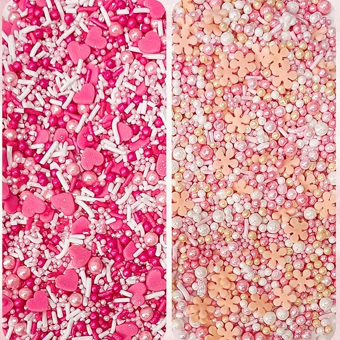 Confect Valentine’s Day Sprinkles Mix – Pink, Gold & White Pearl Heart Sprinkles with Sparkling Sugar – Edible Baking Decorations for Cakes, Cupcakes, Cookies – Birthday & Celebration Sprinkles | Vegan, Gluten-Free, Nut-Free, Soy-Free, Dairy-Free, Palm...