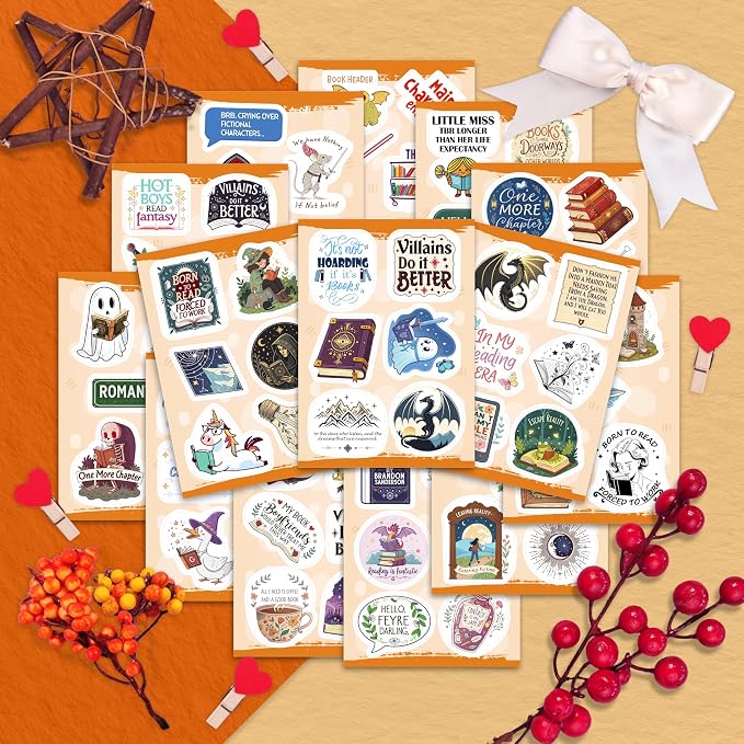 100Pcs Fantasy Book Stickers for Kindle Adult - Bookish & Reading Decals, Book Stickers Fantasy - Gifts for Men & Women