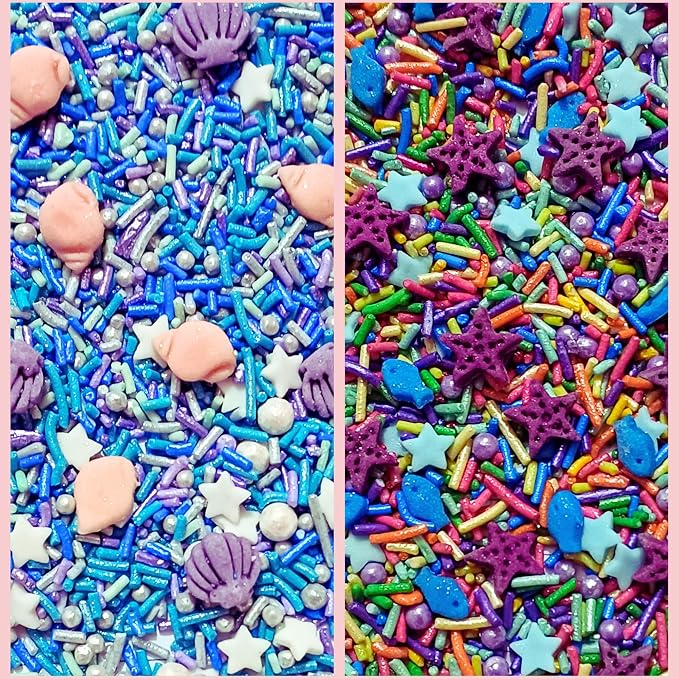 DecoratingConfect Under the Sea Sprinkle Mix Set – Starfish, Shell & Fishes -5 Assorted Pastel Blends for Cake, Cupcake & Cookie Decorating – Ocean-Themed Edible Decorations -Vegan, Gluten-Free, Nut-Free, Soy-Free, Dairy-Free, Palm Oil-Free -5 Oz