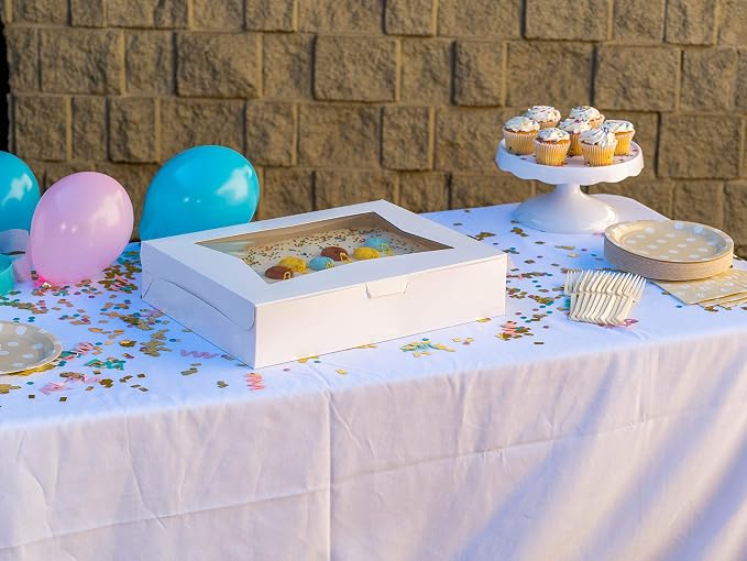 Southern Champion Tray 23143 Paperboard White Lock Corner Window Bakery Box, 19" Length x 14" Width x 6-1/2" Height (Case of 50)
