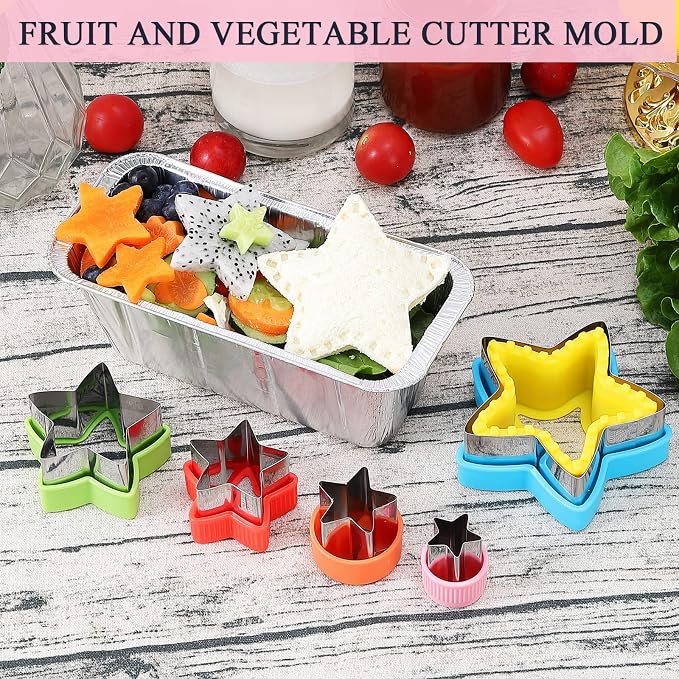 MUYIYAMEI Star Cookie Cutters Set - Sandwich Sealer & Five-Pointed Star Shaped Cookie Cutter Biscuit Molds Fondant Cake Cheese Pastry Mold Bakeware Tools (Assorted Sizes)