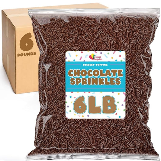 Chocolate Sprinkles - 6 Pounds - Chocolate Jimmies - Wholesale Ice Cream Sprinkles - Baking, Cupcake, Cookie Decorating - Dessert Toppings