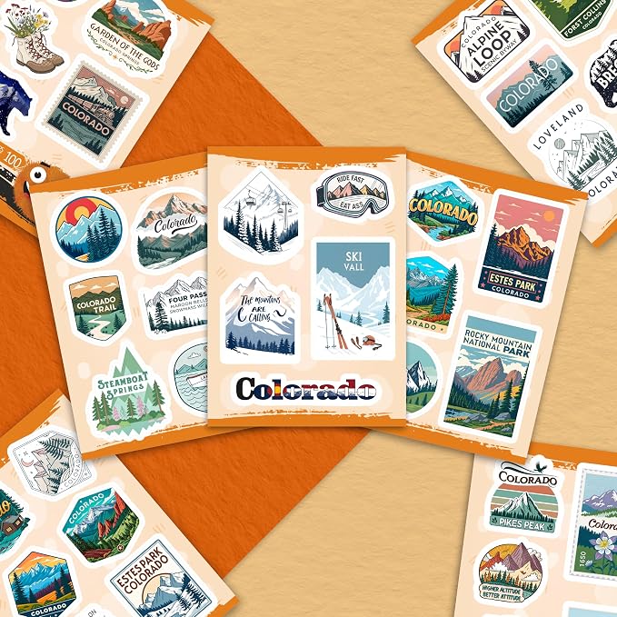 100Pcs Vinyl Colorado Stickers for Water Bottles, Decals - State Stickers for Water Bottle, Scrapbooking - Colorado Gifts, Souvenirs - Gift for Women & Men