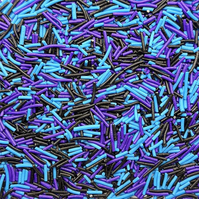 CandiJumpin Black Blue and Purple Jimmy Sprinkles, Halloween Sprinkles for Cake Decorating Edible Cake Jimmies Edible Crunchy Jimmies Ice Cream Toppings, Baby Shower Party Halloween Christmas Supplies 3 OZ