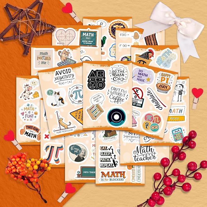 100Pcs Math Stickers for Laptops & Water Bottle - Funny Math Gifts, Party Supplies & Decorations - Nerd Stickers — Gift for Women & Men