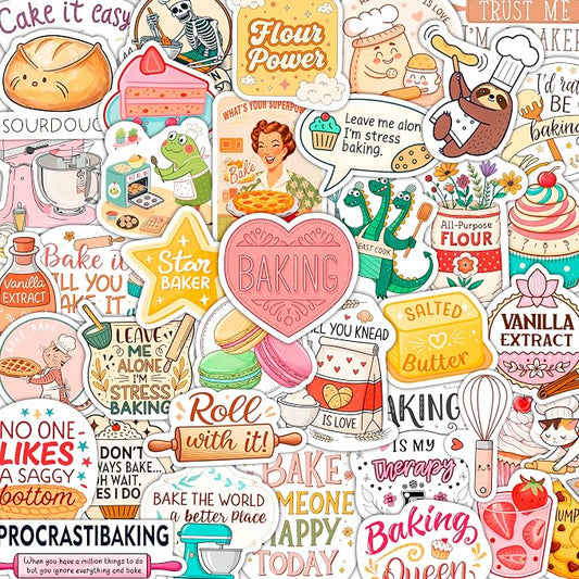 100Pcs Baking Stickers, Bakery Stickers for Water Battles — Baking Gifts for Bakers — Bakery Party Supplies - Gift for Women & Men