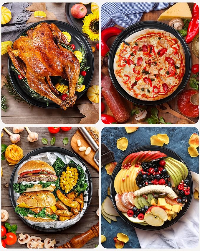 10 Inch Enamel Cake Pan Round Roasting Dish Non-Stick Baking Tray for Pizza Pie & Chicken, Oven Dishwasher Safe Non-Toxin Roaster Pan Cookware Birthday Housewarming Gift Bakeware
