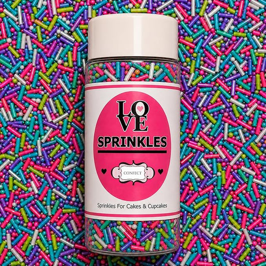 Confect Rainbow Sprinkles Mix – Custom Blend Jimmies for Cake, Cupcake & Cookie Decorating – (Frosted Rainbow) Vegan, Gluten-Free, Nut-Free, Soy-Free, Dairy-Free, Palm Oil-Free- 4.2 oz (Frosted Rainbow)