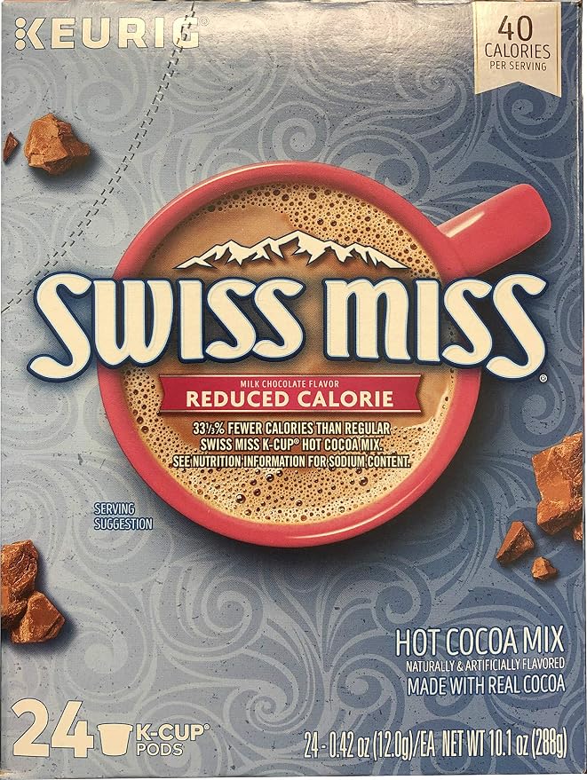 Swiss Miss Reduced Calorie Hot Cocoa K-Cup Pods for Keurig Brewers, 24 Count