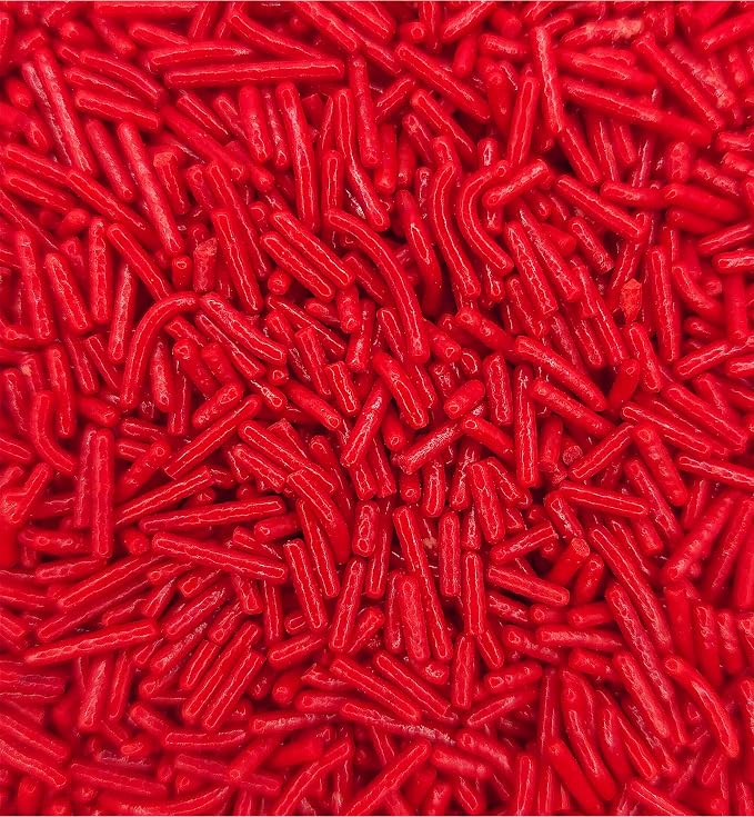 NCS Red Jimmies Edible Sprinkles – Cupcake, Cake & Cookie Decorations, 7 oz