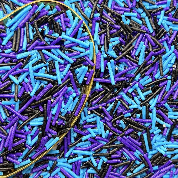 CandiJumpin Black Blue and Purple Jimmy Sprinkles, Halloween Sprinkles for Cake Decorating Edible Cake Jimmies Edible Crunchy Jimmies Ice Cream Toppings, Baby Shower Party Halloween Christmas Supplies 3 OZ