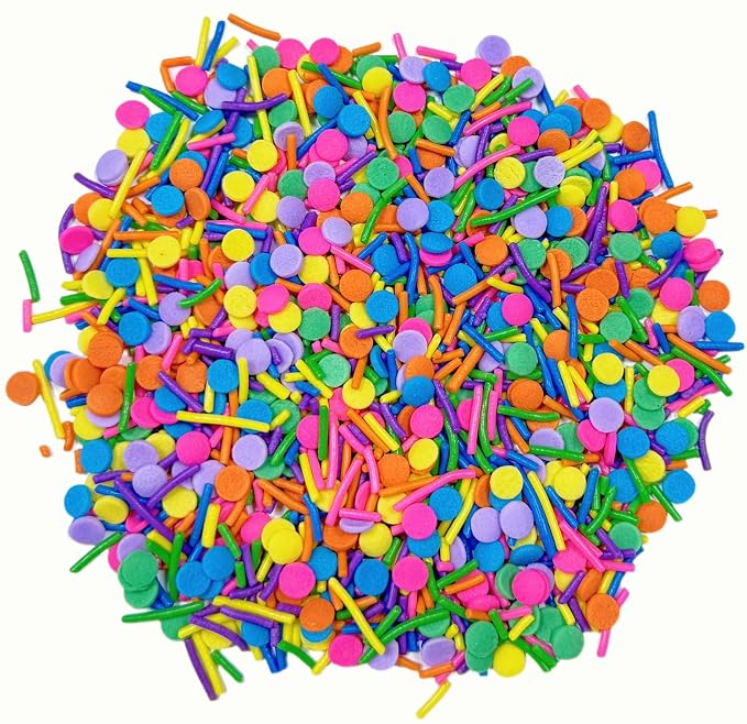 Sentovac Rainbow Round Confetti and Jimmies Sprinkles for Cake Decorating, Round Sprinkle for Cupcakes, Ice Cream, Donut, Cookies, Chocolate 3.53OZ