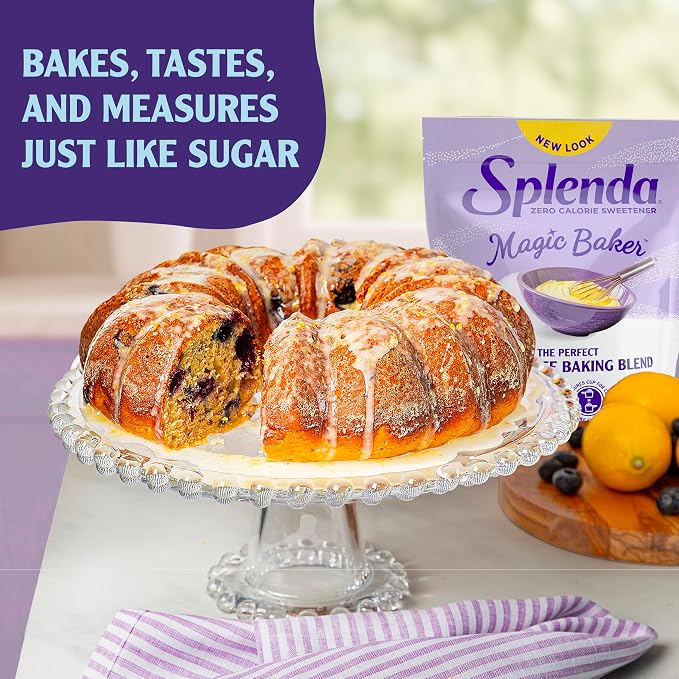 SPLENDA Magic Baker Zero Calorie Plant Based Granulated Baking Blend with Stevia, Erythritol and Allulose – Zero Sugar, Keto Friendly, 1lb (16 oz) Pouch (Pack of 1), White