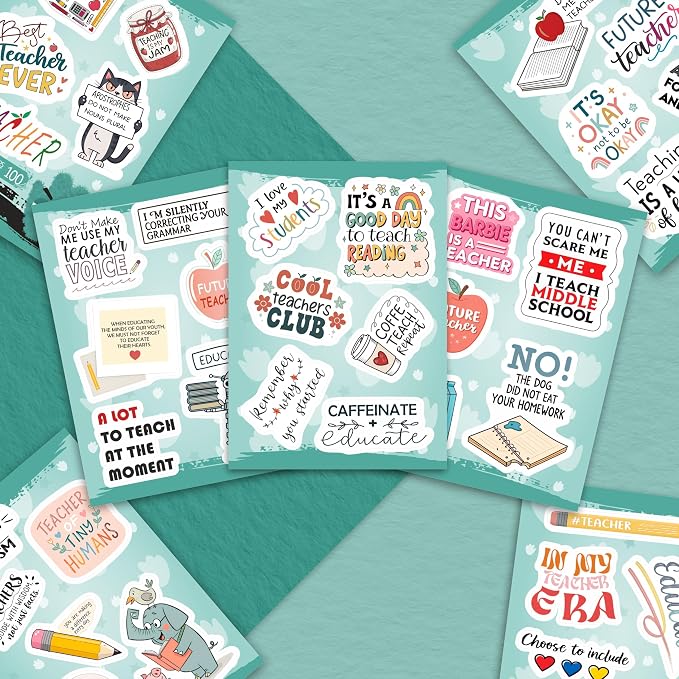 100Pcs Funny Teacher Stickers for Laptop, Water Bottles and Planner - Funny Teacher Gifts Appreciation - Gift for Women & Men
