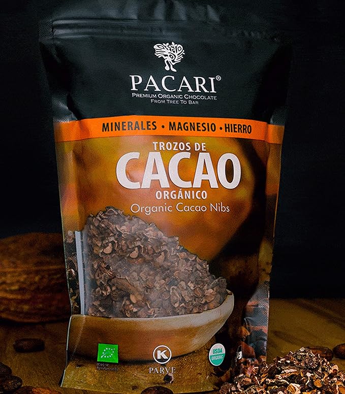 Paccari Raw Cacao Nibs | Organic, Pure & Sugar Free Chocolate Chips Alternative |Keto, Vegan, Non-GMO & Gluten Free | Perfect for Healthy Snacks 16oz