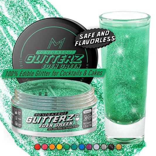 MONÉGASQUE Eden Green Edible Glitter for Drinks 10g – Edible Glitter for Cakes & Cocktails – Food Coloring Spray for Cake Decorations – Cocktail Drink Shimmer Powder – Green Sprinkles for Cake