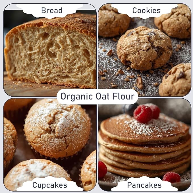 Great River Milling Organic Oat Flour | Gluten Free Whole Grain Flour | Non-GMO, Kosher, Vegan Certified | Naturally Sweet Flavor for Pancakes, Muffins, Cookies & Baking Blends | 25 Lb