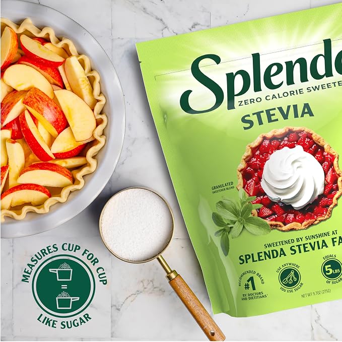 SPLENDA Stevia Zero Calorie Sweetener for Baking, Plant Based Sugar Substitute Granulated Powder, 9.7oz Resealable Pouch