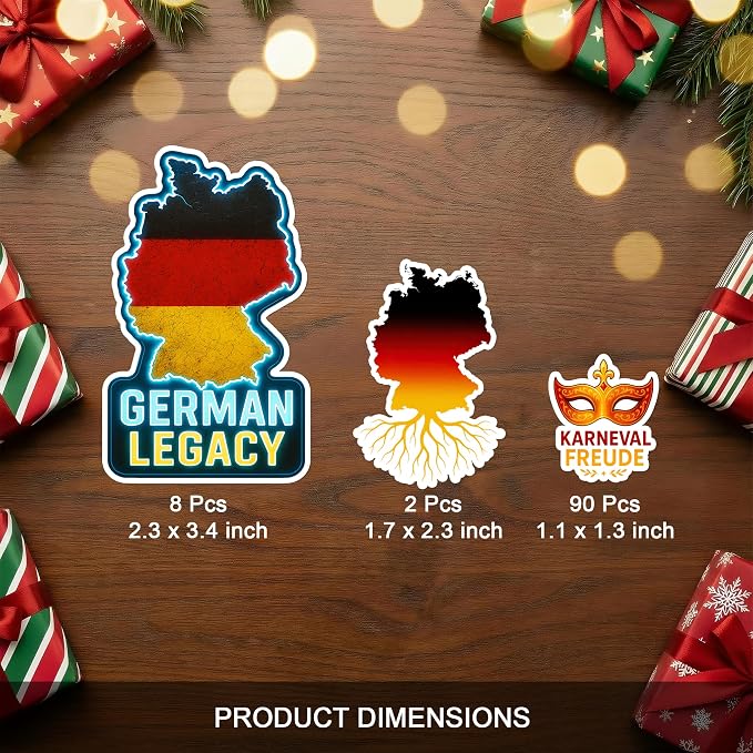100 PCS Germany Stickers Pack, German Travel Vinyl Waterproof Decals of Berlin Munich Frankfurt Bavaria Landmarks, Beer Pretzel Culture Deutschland for Laptop Water Bottle Scrapbook Car Teens