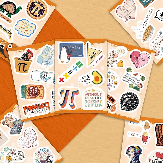 100Pcs Math Stickers for Laptops & Water Bottle - Funny Math Gifts, Party Supplies & Decorations - Nerd Stickers — Gift for Women & Men